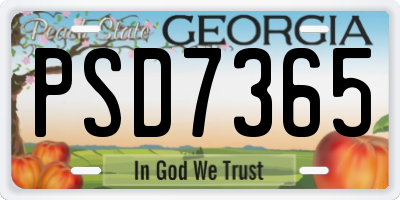 GA license plate PSD7365