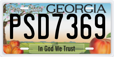 GA license plate PSD7369