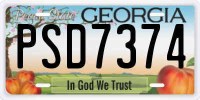 GA license plate PSD7374