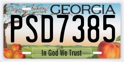 GA license plate PSD7385