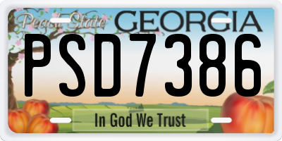 GA license plate PSD7386