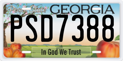 GA license plate PSD7388