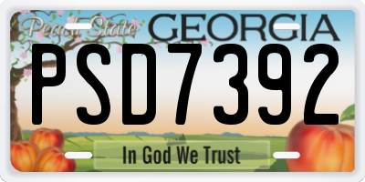 GA license plate PSD7392