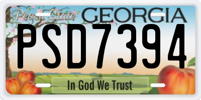 GA license plate PSD7394