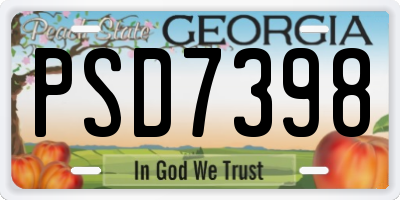GA license plate PSD7398