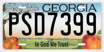 GA license plate PSD7399