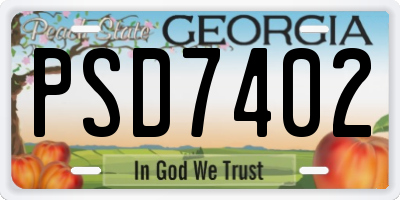 GA license plate PSD7402