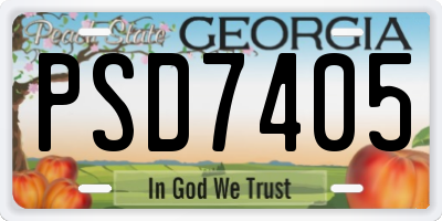 GA license plate PSD7405