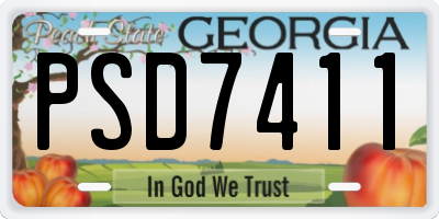 GA license plate PSD7411