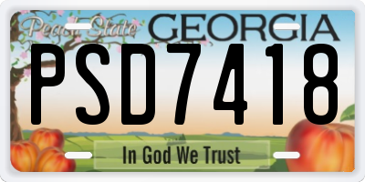 GA license plate PSD7418