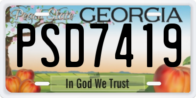 GA license plate PSD7419