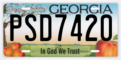GA license plate PSD7420