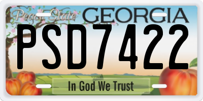 GA license plate PSD7422