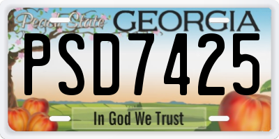 GA license plate PSD7425