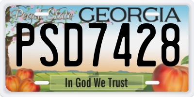 GA license plate PSD7428