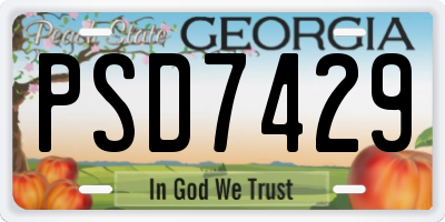 GA license plate PSD7429