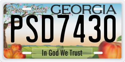 GA license plate PSD7430