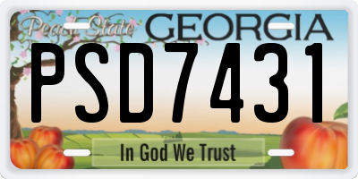 GA license plate PSD7431