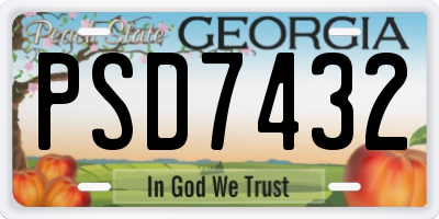 GA license plate PSD7432