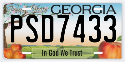 GA license plate PSD7433