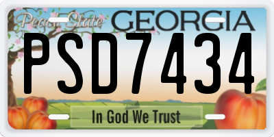 GA license plate PSD7434
