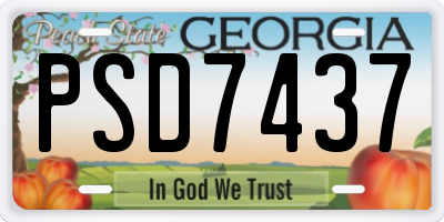 GA license plate PSD7437