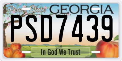 GA license plate PSD7439