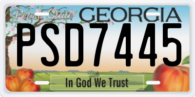 GA license plate PSD7445