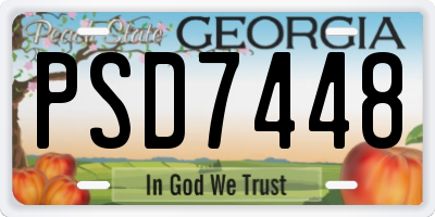 GA license plate PSD7448