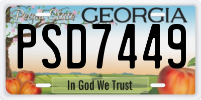 GA license plate PSD7449