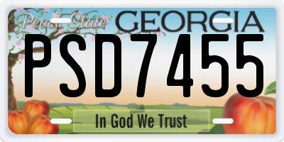 GA license plate PSD7455