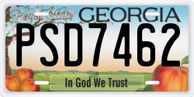 GA license plate PSD7462