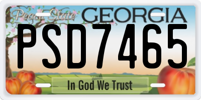 GA license plate PSD7465
