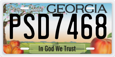 GA license plate PSD7468