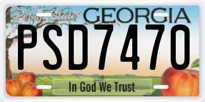 GA license plate PSD7470