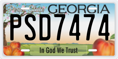 GA license plate PSD7474