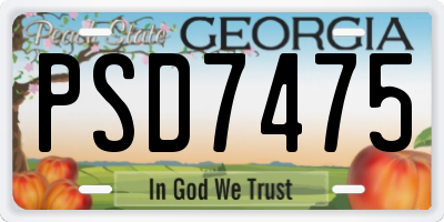 GA license plate PSD7475