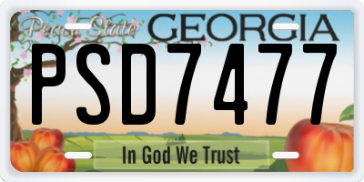 GA license plate PSD7477