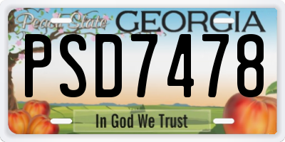GA license plate PSD7478