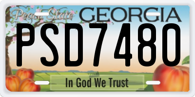 GA license plate PSD7480