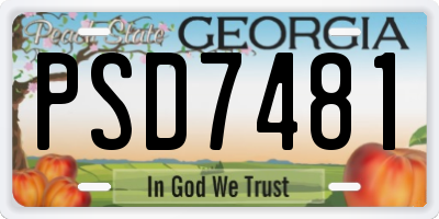 GA license plate PSD7481