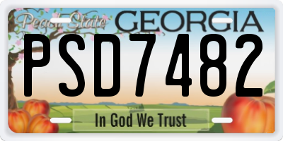 GA license plate PSD7482