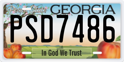 GA license plate PSD7486