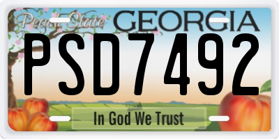 GA license plate PSD7492
