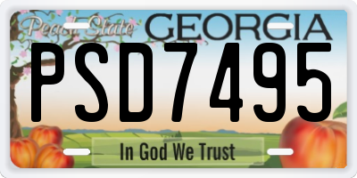 GA license plate PSD7495