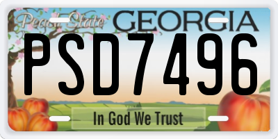 GA license plate PSD7496