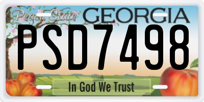 GA license plate PSD7498
