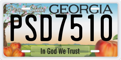 GA license plate PSD7510