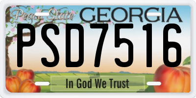 GA license plate PSD7516