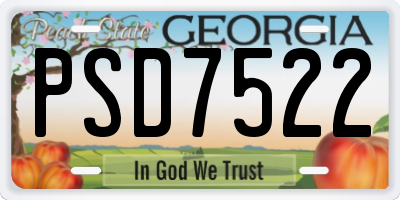 GA license plate PSD7522